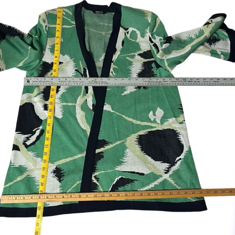 MISOOK Heron Crane Printed Kimono Style Cardigan Green White Black Size XL - Picture 8 of 11
